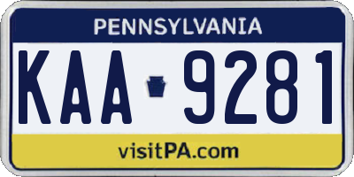 PA license plate KAA9281