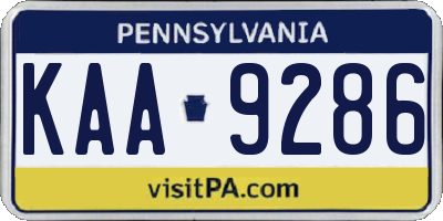 PA license plate KAA9286