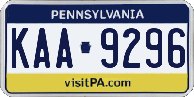PA license plate KAA9296