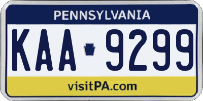 PA license plate KAA9299