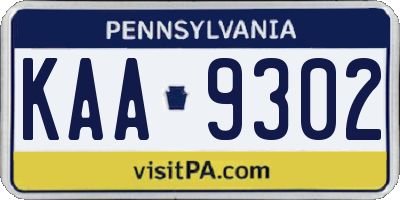 PA license plate KAA9302