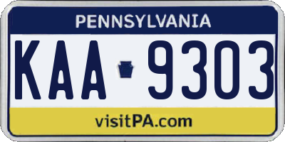 PA license plate KAA9303