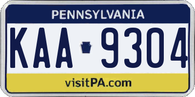 PA license plate KAA9304