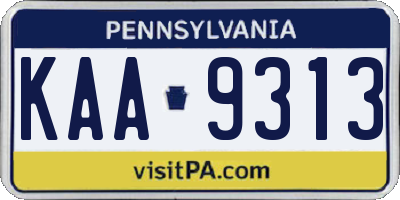 PA license plate KAA9313