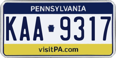 PA license plate KAA9317