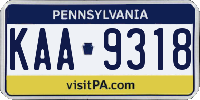 PA license plate KAA9318