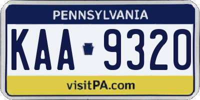 PA license plate KAA9320