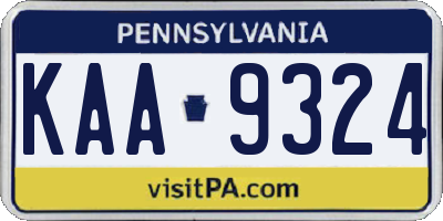 PA license plate KAA9324