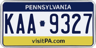 PA license plate KAA9327