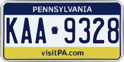 PA license plate KAA9328