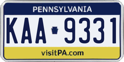 PA license plate KAA9331