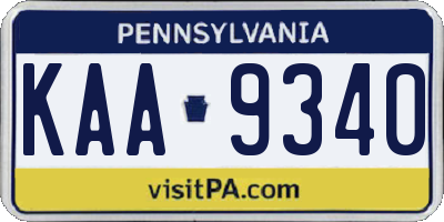 PA license plate KAA9340