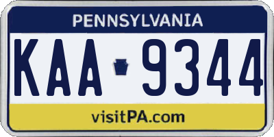 PA license plate KAA9344