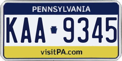 PA license plate KAA9345
