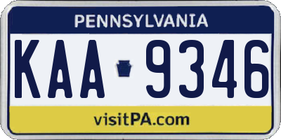 PA license plate KAA9346