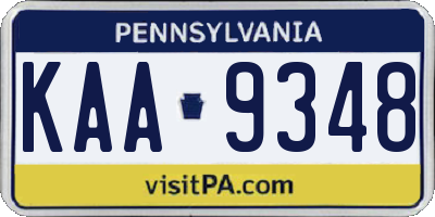 PA license plate KAA9348