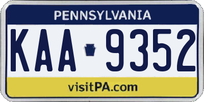PA license plate KAA9352