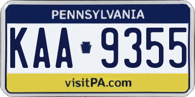 PA license plate KAA9355