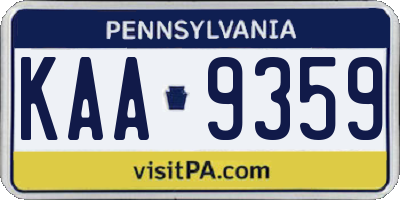 PA license plate KAA9359