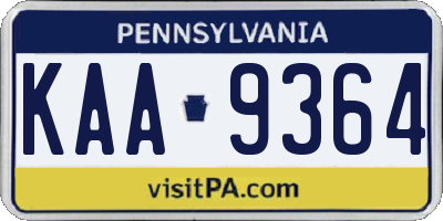 PA license plate KAA9364