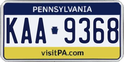 PA license plate KAA9368