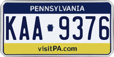 PA license plate KAA9376