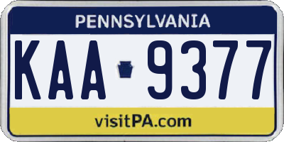 PA license plate KAA9377