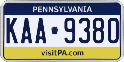 PA license plate KAA9380