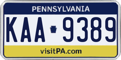 PA license plate KAA9389