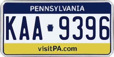 PA license plate KAA9396