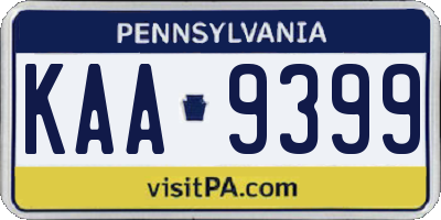 PA license plate KAA9399