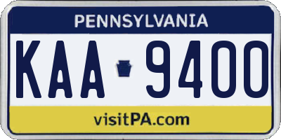PA license plate KAA9400