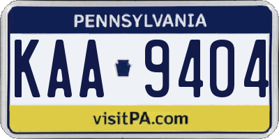 PA license plate KAA9404