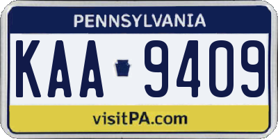 PA license plate KAA9409