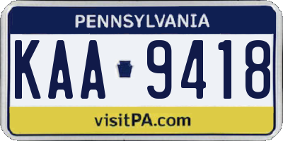 PA license plate KAA9418