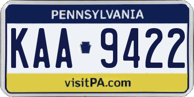 PA license plate KAA9422