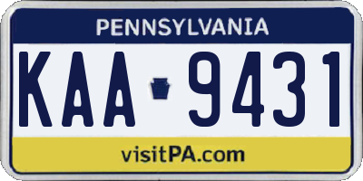 PA license plate KAA9431