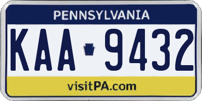 PA license plate KAA9432