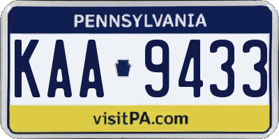 PA license plate KAA9433