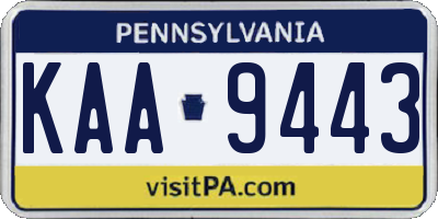PA license plate KAA9443