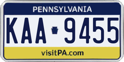 PA license plate KAA9455