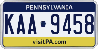 PA license plate KAA9458