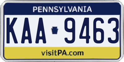 PA license plate KAA9463