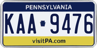 PA license plate KAA9476