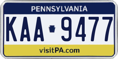 PA license plate KAA9477