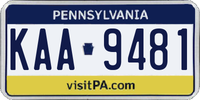 PA license plate KAA9481