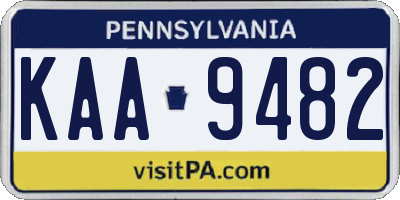 PA license plate KAA9482