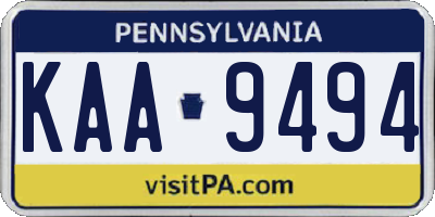 PA license plate KAA9494