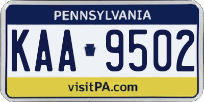 PA license plate KAA9502