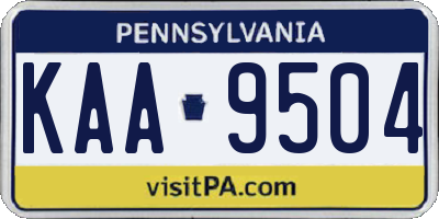 PA license plate KAA9504